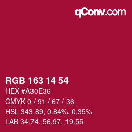 Color code: RGB 163 14 54 | qconv.com
