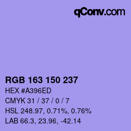 Color code: RGB 163 150 237 | qconv.com