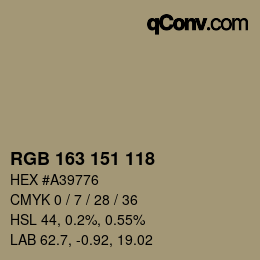 颜色代码: RGB 163 151 118 | qconv.com