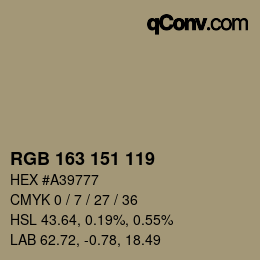 Color code: RGB 163 151 119 | qconv.com