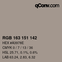 Color code: RGB 163 151 142 | qconv.com