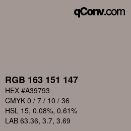 Color code: RGB 163 151 147 | qconv.com