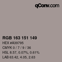 Color code: RGB 163 151 149 | qconv.com
