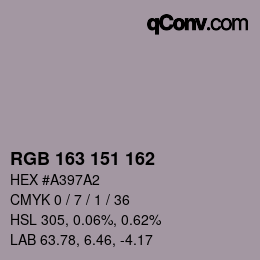 颜色代码: RGB 163 151 162 | qconv.com