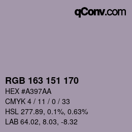 Color code: RGB 163 151 170 | qconv.com