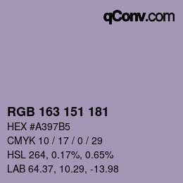 颜色代码: RGB 163 151 181 | qconv.com