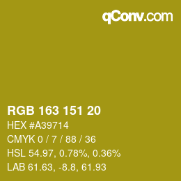Color code: RGB 163 151 20 | qconv.com