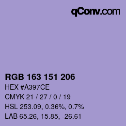 Color code: RGB 163 151 206 | qconv.com