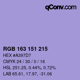 Color code: RGB 163 151 215 | qconv.com