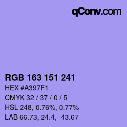 Color code: RGB 163 151 241 | qconv.com