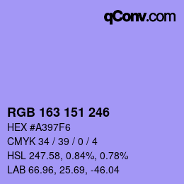 カラーコード: RGB 163 151 246 | qconv.com