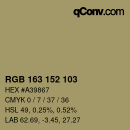 Color code: RGB 163 152 103 | qconv.com
