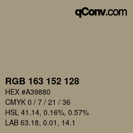 カラーコード: RGB 163 152 128 | qconv.com