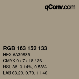 カラーコード: RGB 163 152 133 | qconv.com