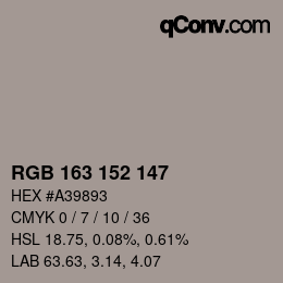カラーコード: RGB 163 152 147 | qconv.com