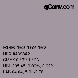 カラーコード: RGB 163 152 162 | qconv.com