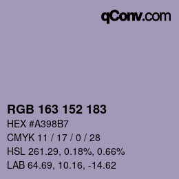 Color code: RGB 163 152 183 | qconv.com