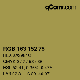 カラーコード: RGB 163 152 76 | qconv.com