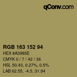 Color code: RGB 163 152 94 | qconv.com