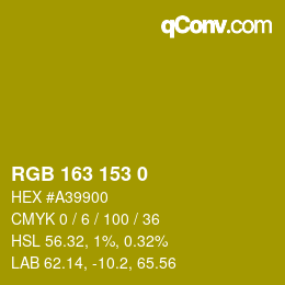 Color code: RGB 163 153 0 | qconv.com