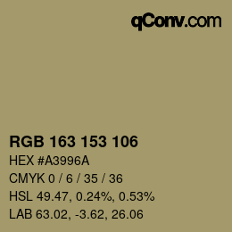 Color code: RGB 163 153 106 | qconv.com