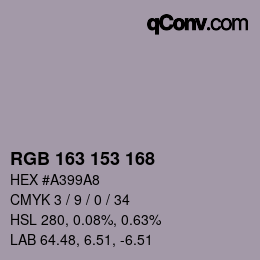 Color code: RGB 163 153 168 | qconv.com