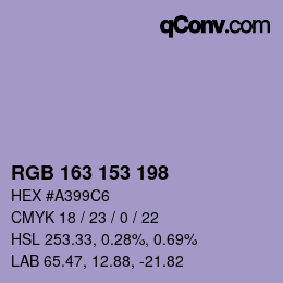 Color code: RGB 163 153 198 | qconv.com