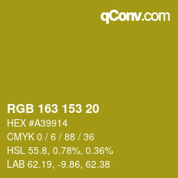Color code: RGB 163 153 20 | qconv.com