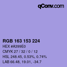 Color code: RGB 163 153 224 | qconv.com