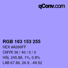 Color code: RGB 163 153 255 | qconv.com