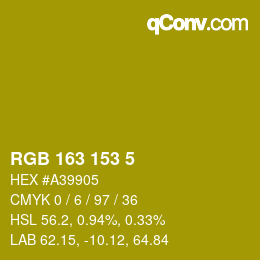 Color code: RGB 163 153 5 | qconv.com