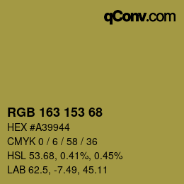 Color code: RGB 163 153 68 | qconv.com