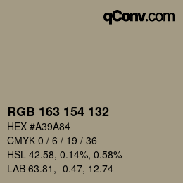 Código de color: RGB 163 154 132 | qconv.com