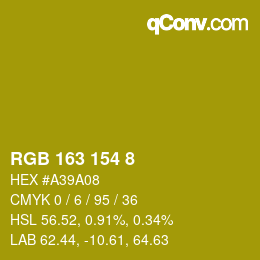 カラーコード: RGB 163 154 8 | qconv.com