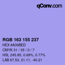 Color code: RGB 163 155 237 | qconv.com