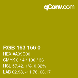 Color code: RGB 163 156 0 | qconv.com