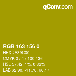 カラーコード: RGB 163 156 0 | qconv.com