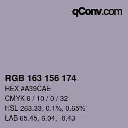 Color code: RGB 163 156 174 | qconv.com