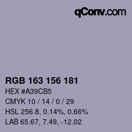 Code couleur: RGB 163 156 181 | qconv.com