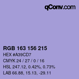 Color code: RGB 163 156 215 | qconv.com