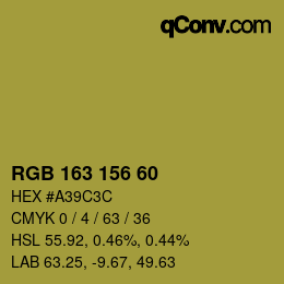 Color code: RGB 163 156 60 | qconv.com