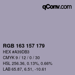 Color code: RGB 163 157 179 | qconv.com