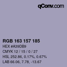 颜色代码: RGB 163 157 185 | qconv.com