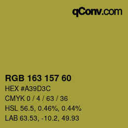 カラーコード: RGB 163 157 60 | qconv.com