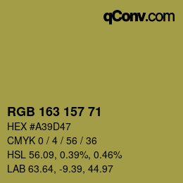 Color code: RGB 163 157 71 | qconv.com