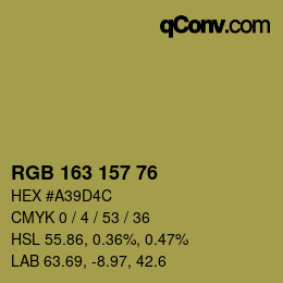 カラーコード: RGB 163 157 76 | qconv.com
