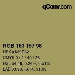 Código de color: RGB 163 157 98 | qconv.com