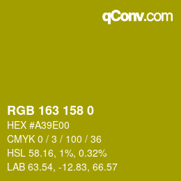 颜色代码: RGB 163 158 0 | qconv.com