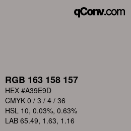 Color code: RGB 163 158 157 | qconv.com