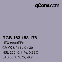 颜色代码: RGB 163 158 178 | qconv.com